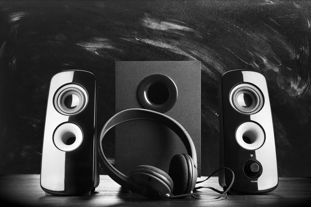 Modern black sound speakers