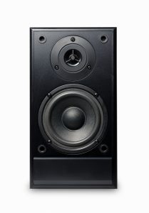 a black studio monitor speakers